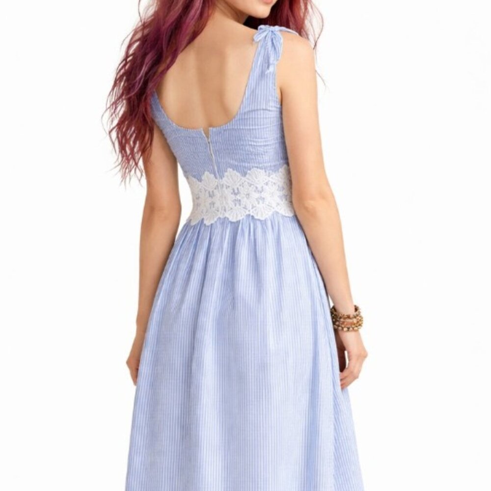 Lilly Pulitzer Tessa Coastal Blue White Seersucker Sun Dress, Size 4 (NWT) - Picture 2 of 9